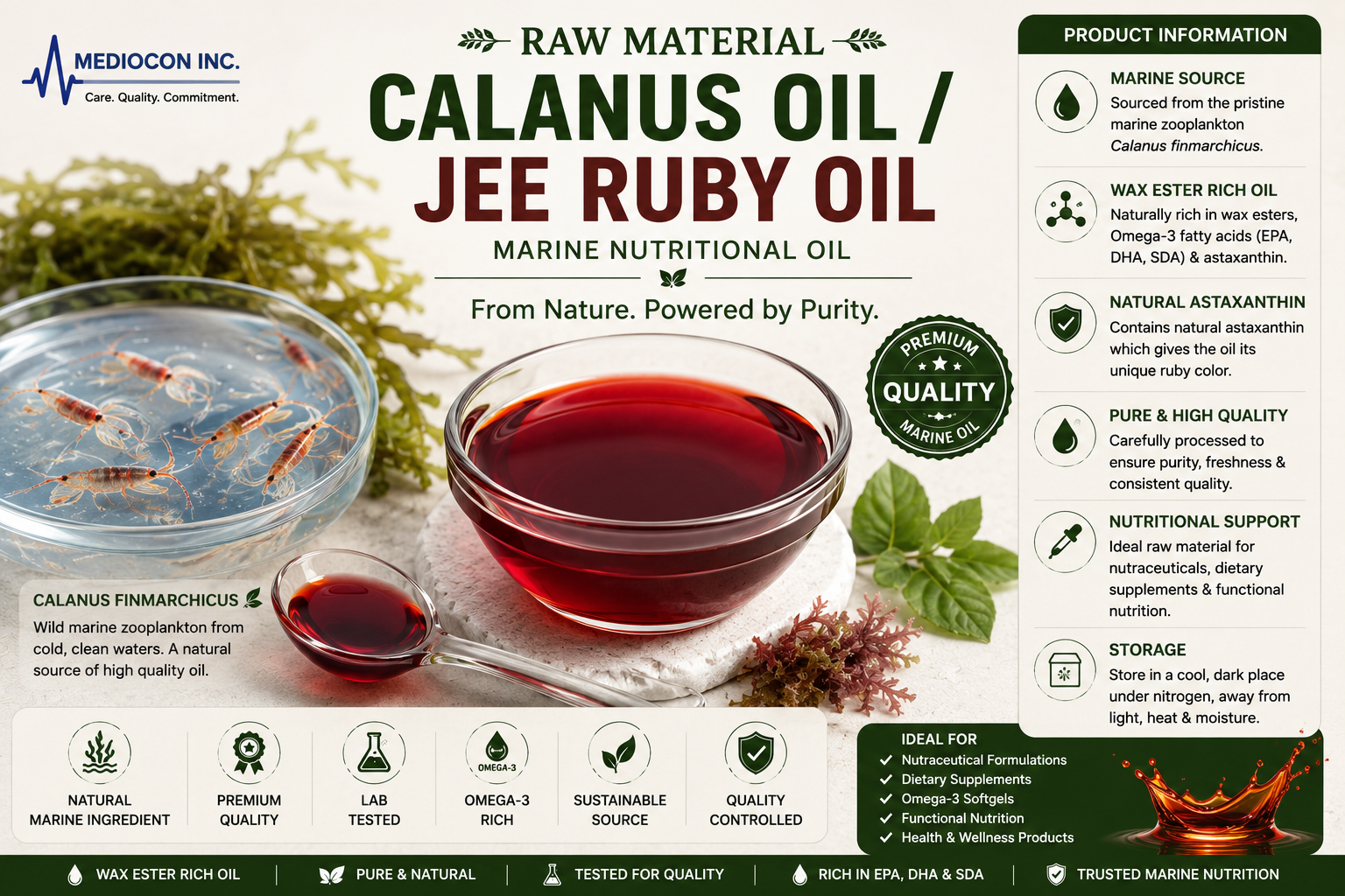 Calanus Oil / Jee Ruby Oil Manufacturer & Supplier in India | MEDIOCON INC — Mediocon Inc