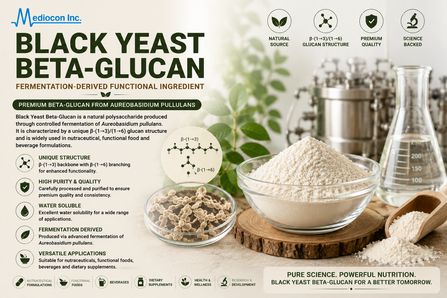 Black Yeast Beta-Glucan Manufacturer & Supplier in India | MEDIOCON INC — Mediocon Inc