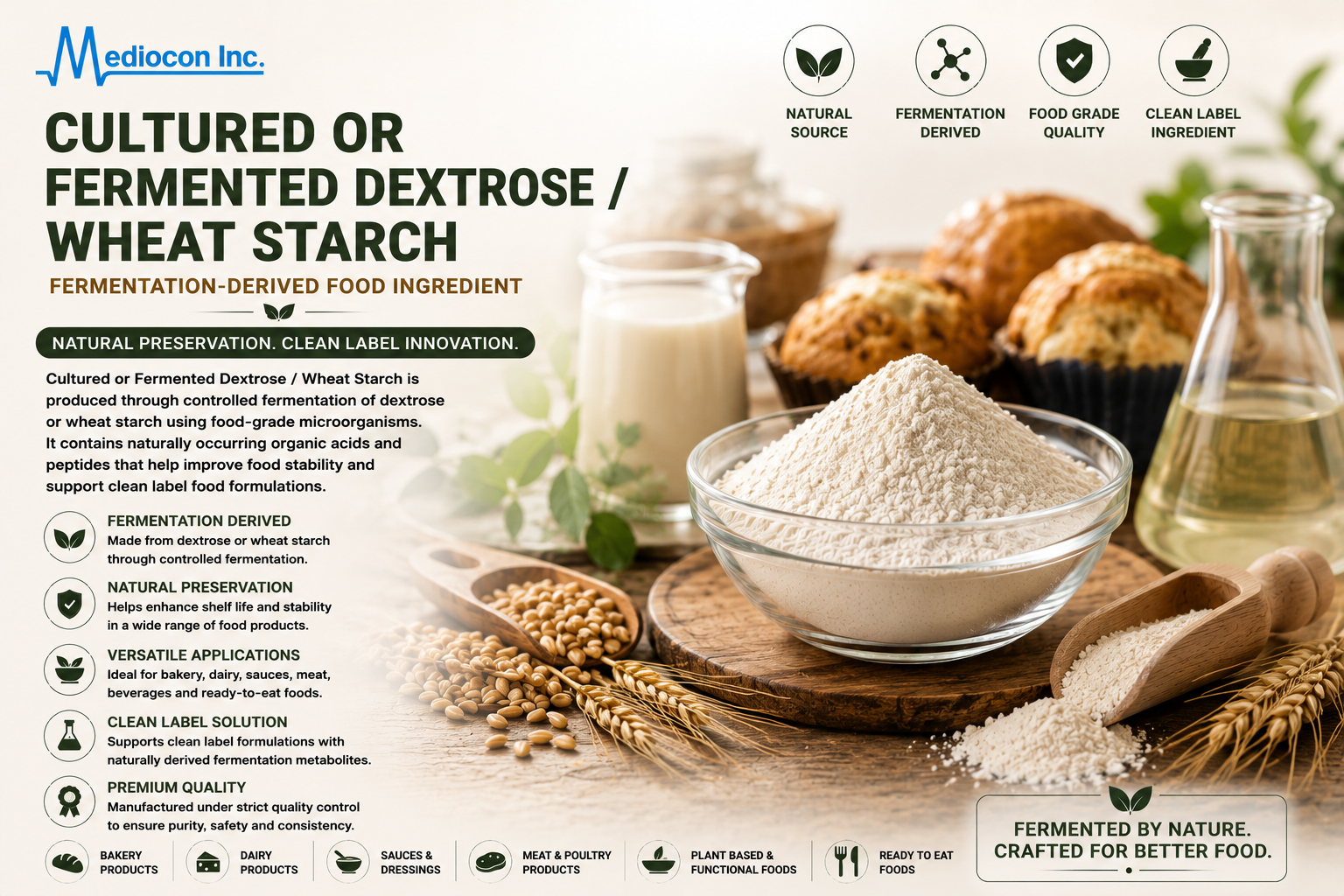 Cultured or Fermented Dextrose / Wheat Starch Manufacturer & Supplier in India | MEDIOCON INC — Mediocon Inc