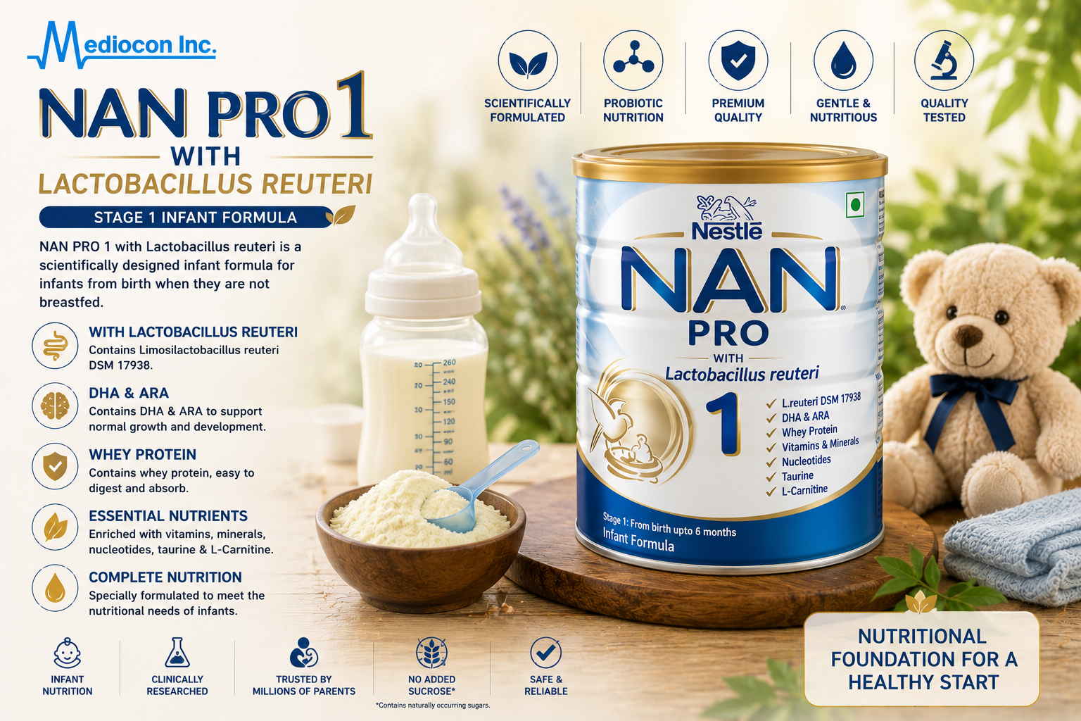 NAN PRO 1 with Lactobacillus reuteri Manufacturer & Supplier in India | MEDIOCON INC — Mediocon Inc