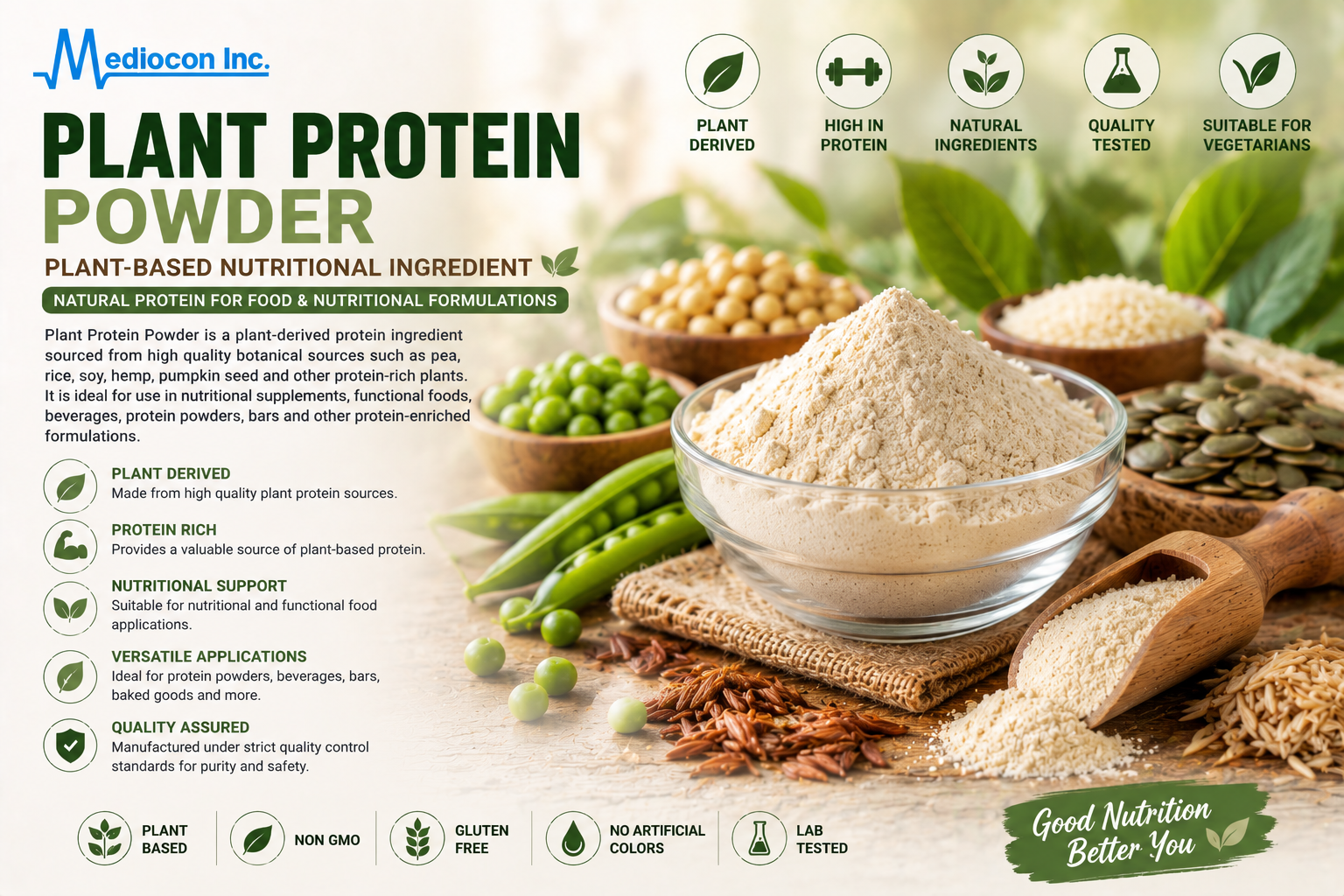 Plant Protein Powder Manufacturer & Supplier in India | MEDIOCON INC — Mediocon Inc