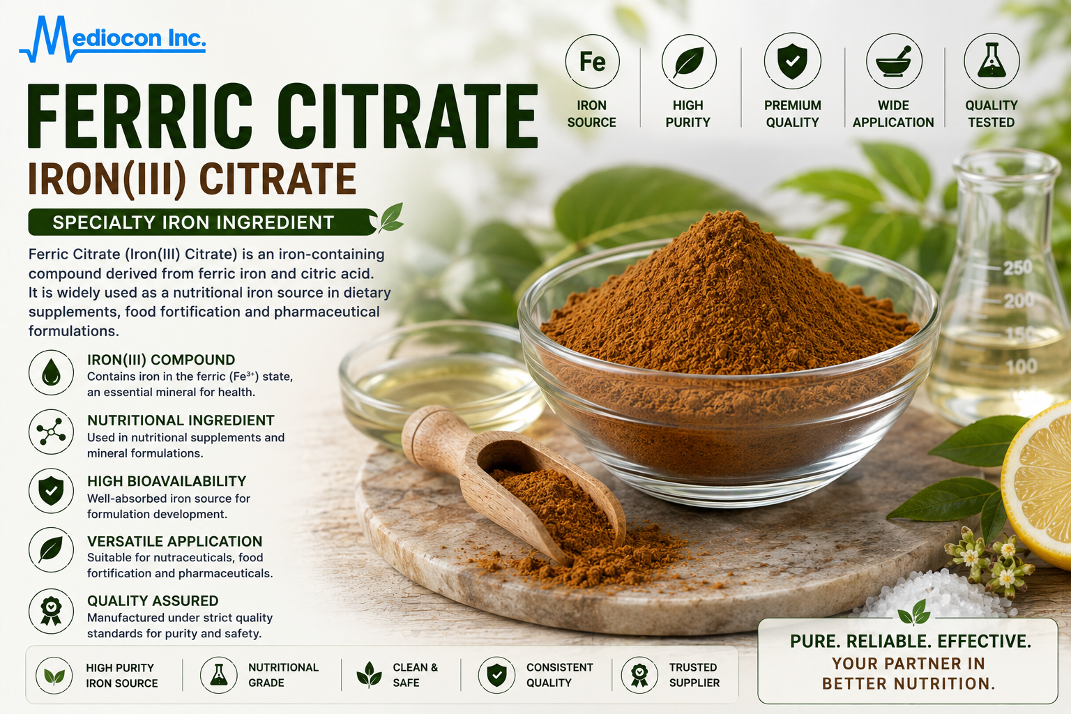 Ferric Citrate (Iron(III) Citrate) Manufacturer & Supplier in India | MEDIOCON INC — Mediocon Inc