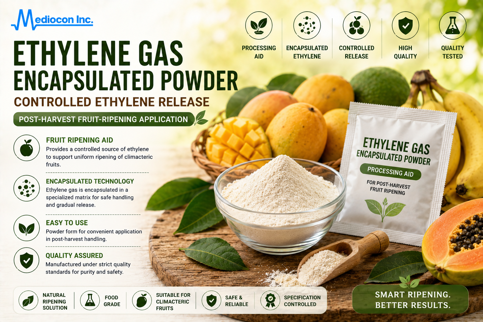 Ethylene Gas Encapsulated Powder Manufacturer & Supplier in India | MEDIOCON INC — Mediocon Inc