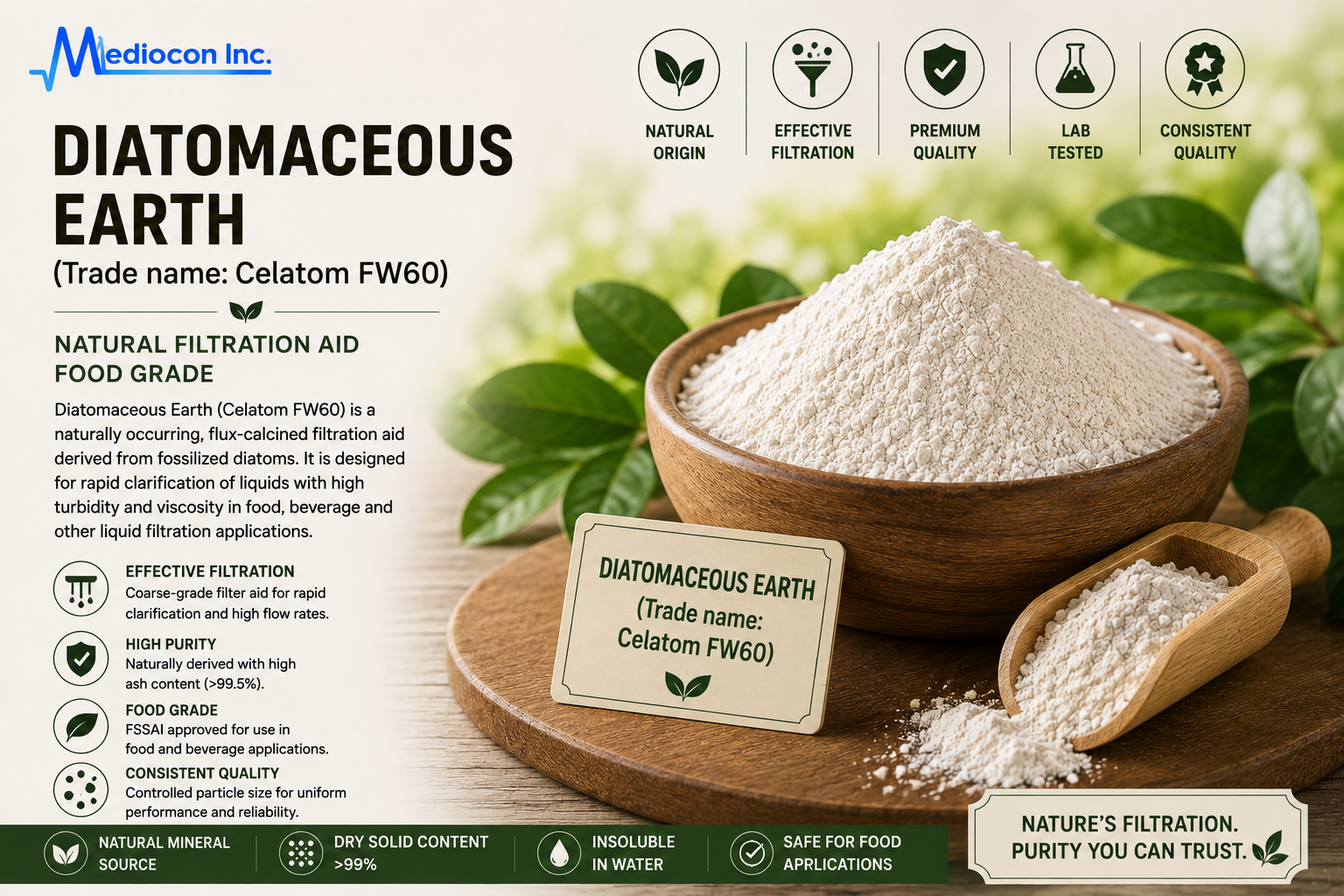 Diatomaceous Earth (Celatom FW60) Manufacturer & Supplier in India | MEDIOCON INC — Mediocon Inc
