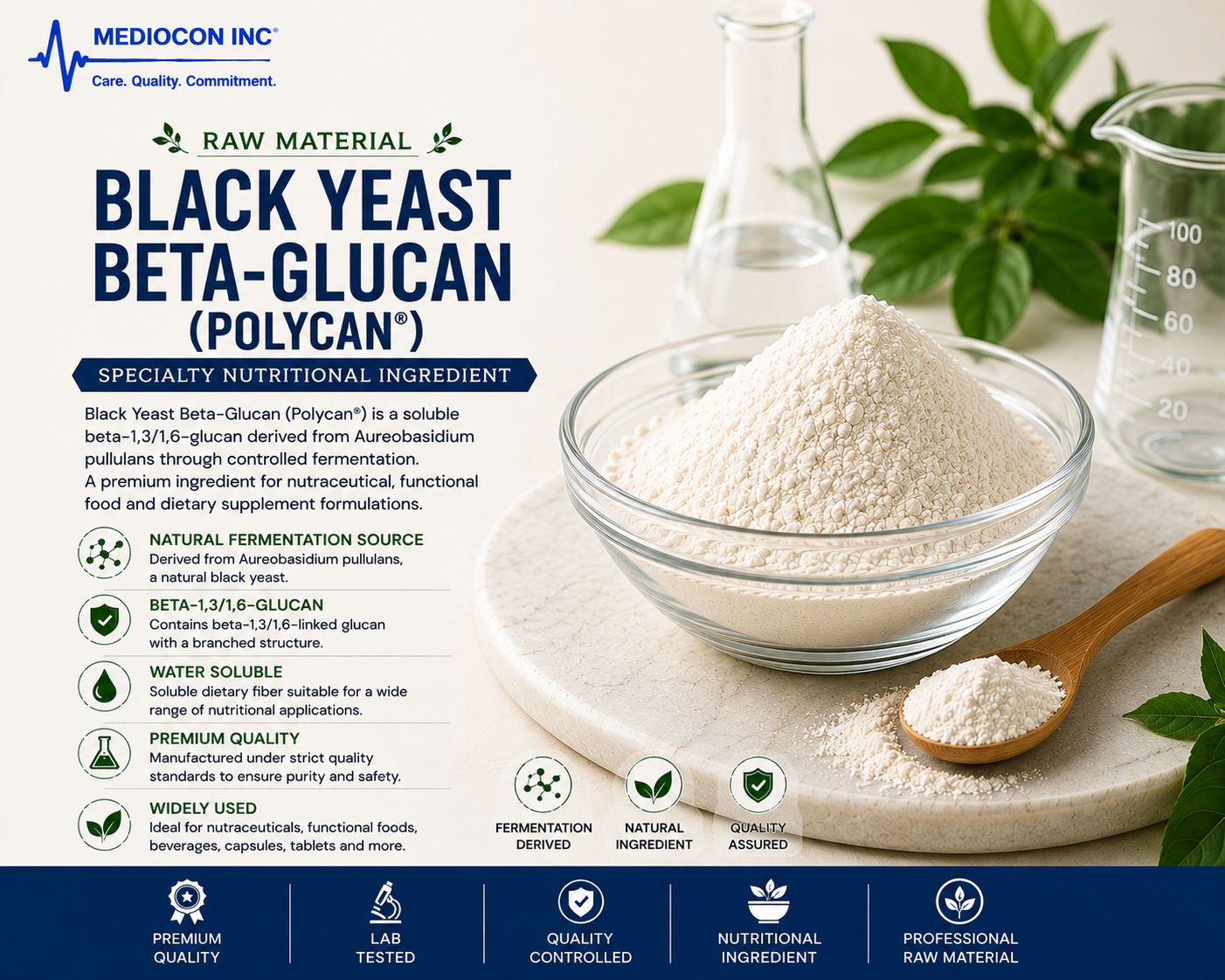 Black Yeast Beta-Glucan (Polycan) Manufacturer & Supplier in India | MEDIOCON INC — Mediocon Inc