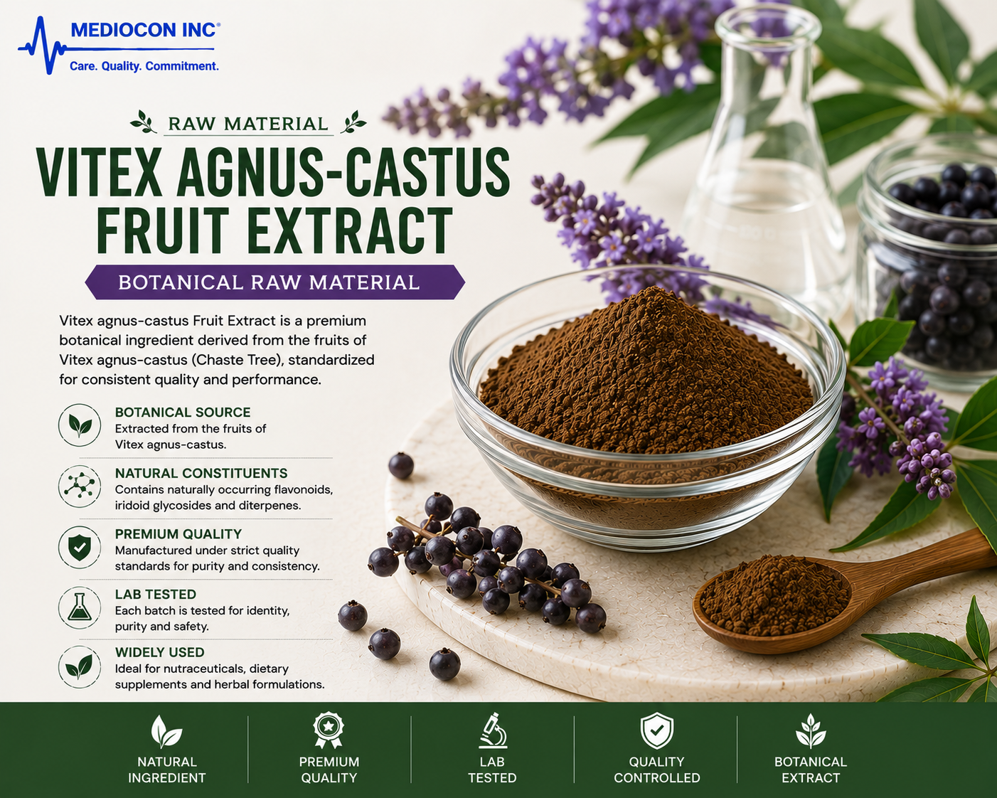 Vitex agnus-castus Fruit Extract Manufacturer & Supplier in India | MEDIOCON INC — Mediocon Inc