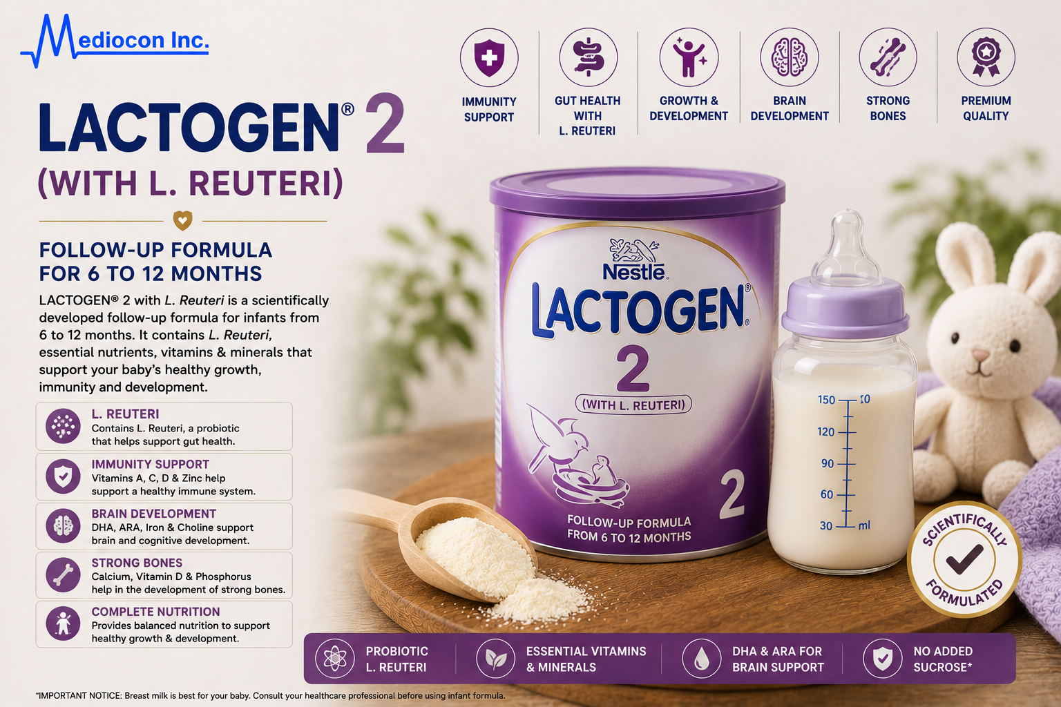 Lactogen 2 with L. Reuteri Manufacturer & Supplier in India | MEDIOCON INC — Mediocon Inc