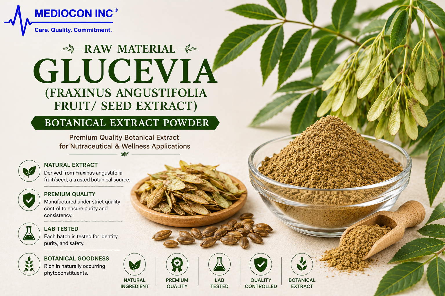 Glucevia (Fraxinus angustifolia Fruit/Seed Extract) Manufacturer & Supplier in India | MEDIOCON INC — Mediocon Inc