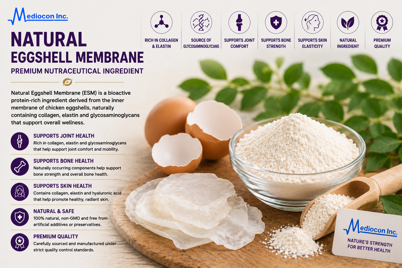 Natural Eggshell Membrane Manufacturer & Supplier in India | MEDIOCON INC — Mediocon Inc