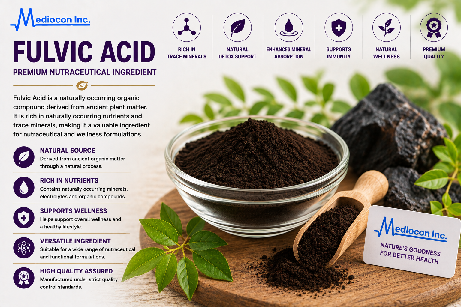 Fulvic Acid Manufacturer & Supplier in India | MEDIOCON INC — Mediocon Inc