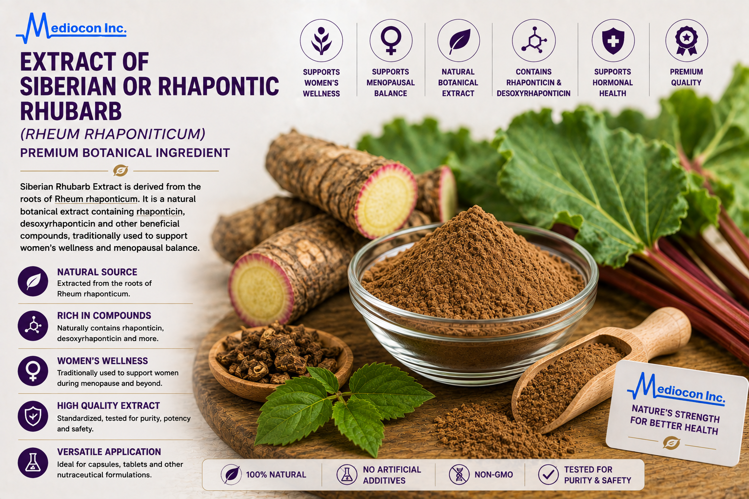 Extract of Siberian Rhubarb Manufacturer & Supplier in India | MEDIOCON INC — Mediocon Inc