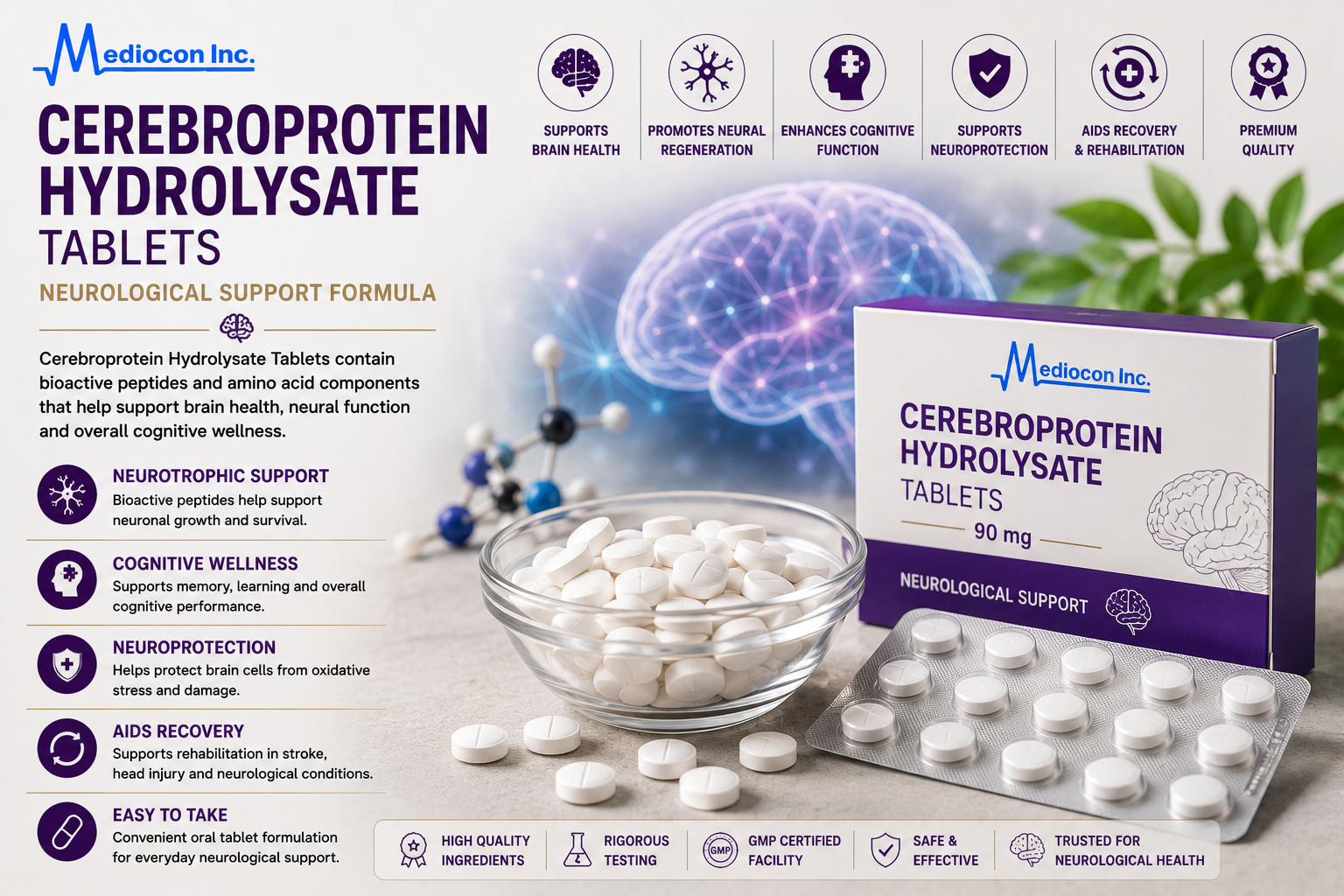 Cerebroprotein Hydrolysate Tablets Manufacturer & Supplier in India | MEDIOCON INC — Mediocon Inc