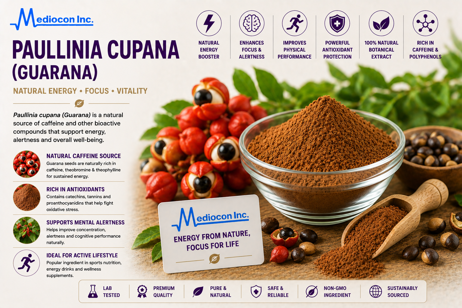 Paullinia Cupana (Guarana) Manufacturer & Supplier in India | MEDIOCON INC — Mediocon Inc