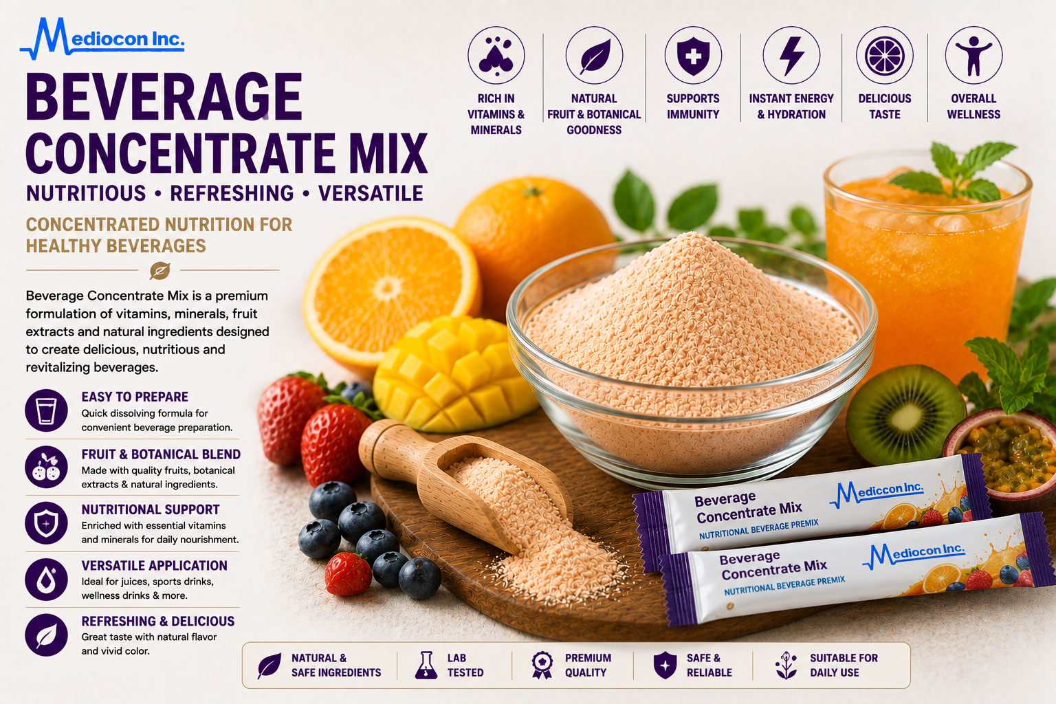 Beverage Concentrate Mix Manufacturer & Supplier in India | MEDIOCON INC — Mediocon Inc