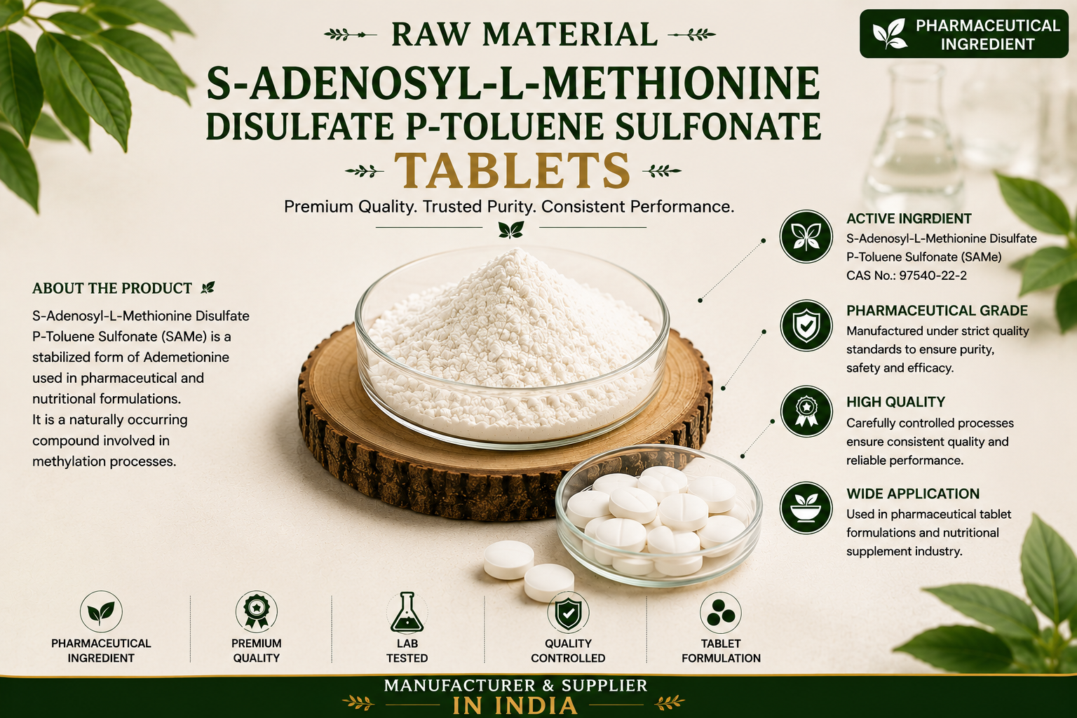 S-Adenosyl-L-Methionine Disulfate P-Toluene Sulfonate Tablets Manufacturer & Supplier in India | MEDIOCON INC — Mediocon Inc