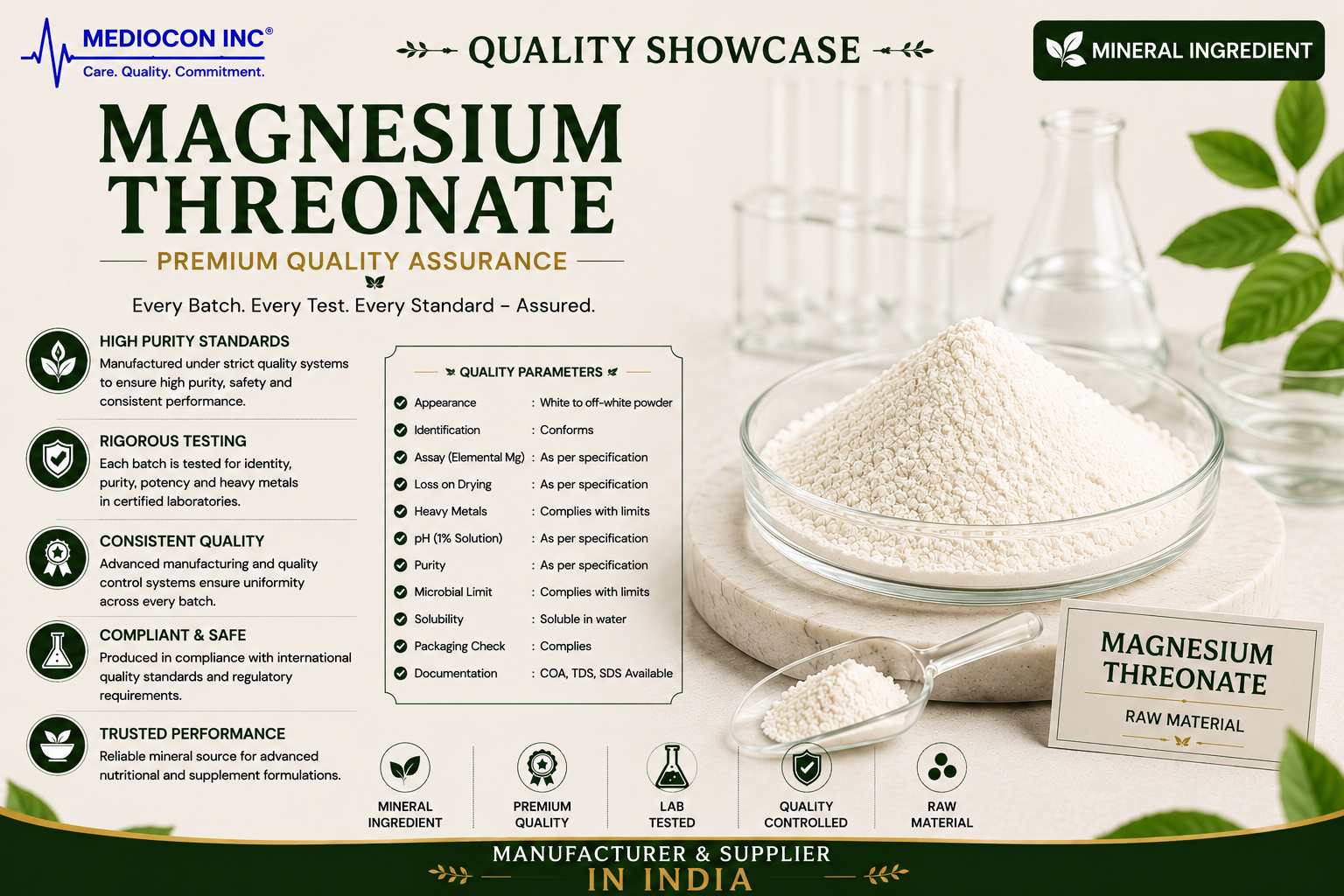 Magnesium L-Threonate Manufacturer & Supplier in India | MEDIOCON INC — Mediocon Inc