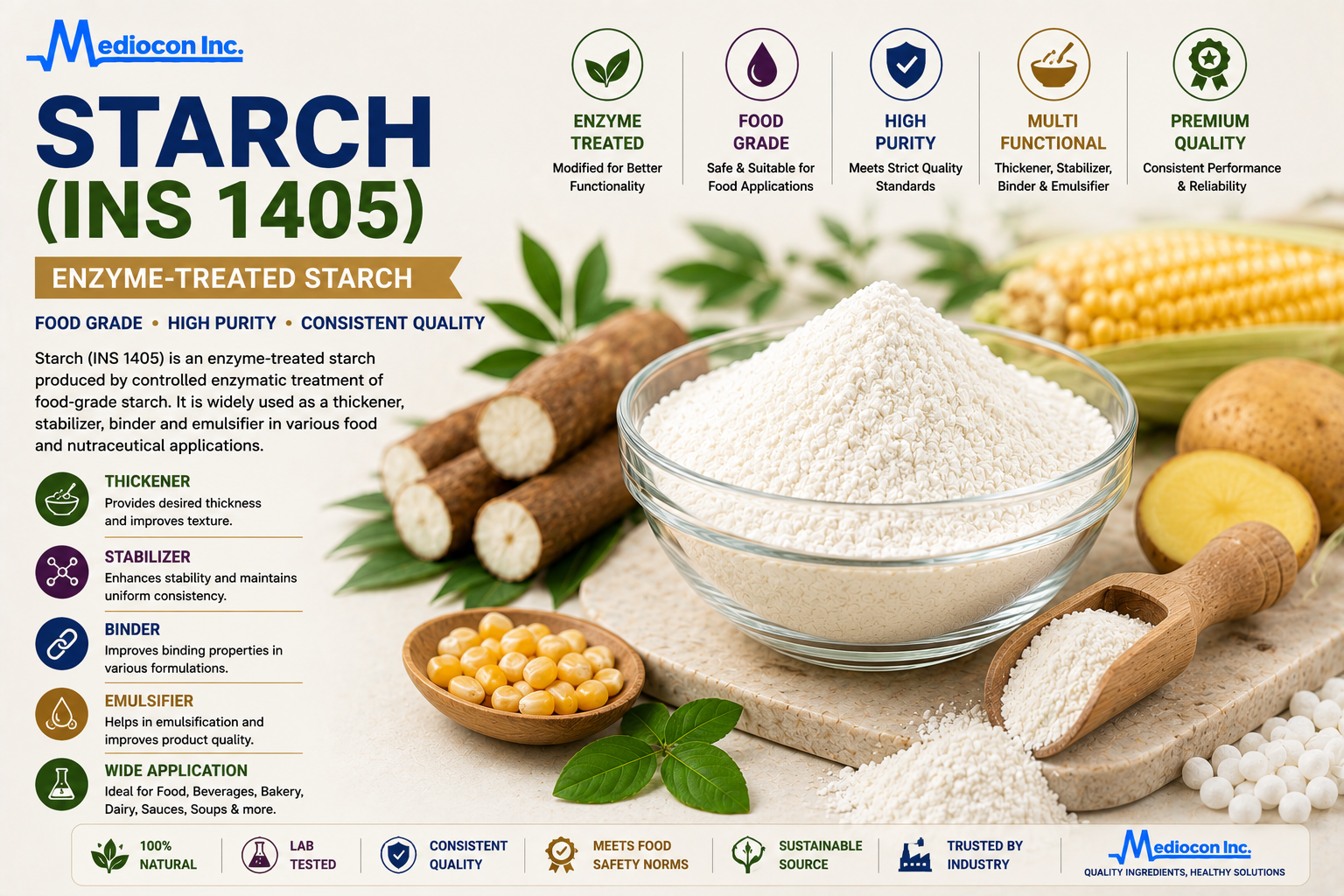 Starch (INS 1405) Manufacturer & Supplier in India | MEDIOCON INC — Mediocon Inc