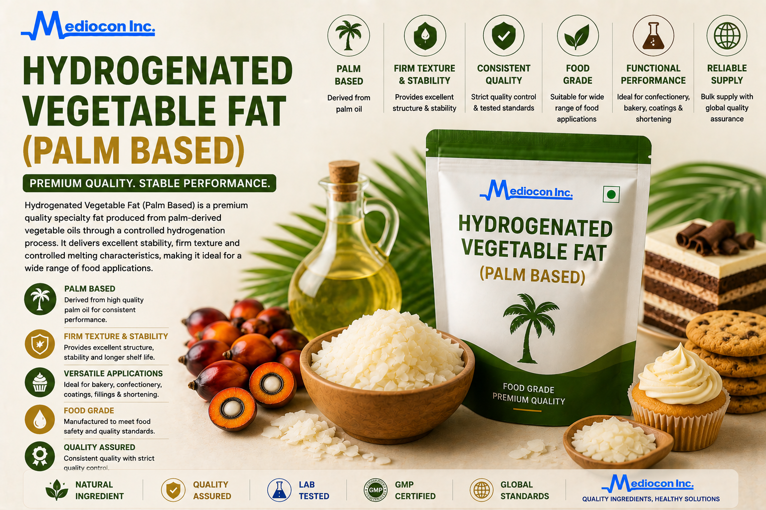 Hydrogenated Vegetable Fat (Palm Based) Manufacturer & Supplier in India | MEDIOCON INC — Mediocon Inc