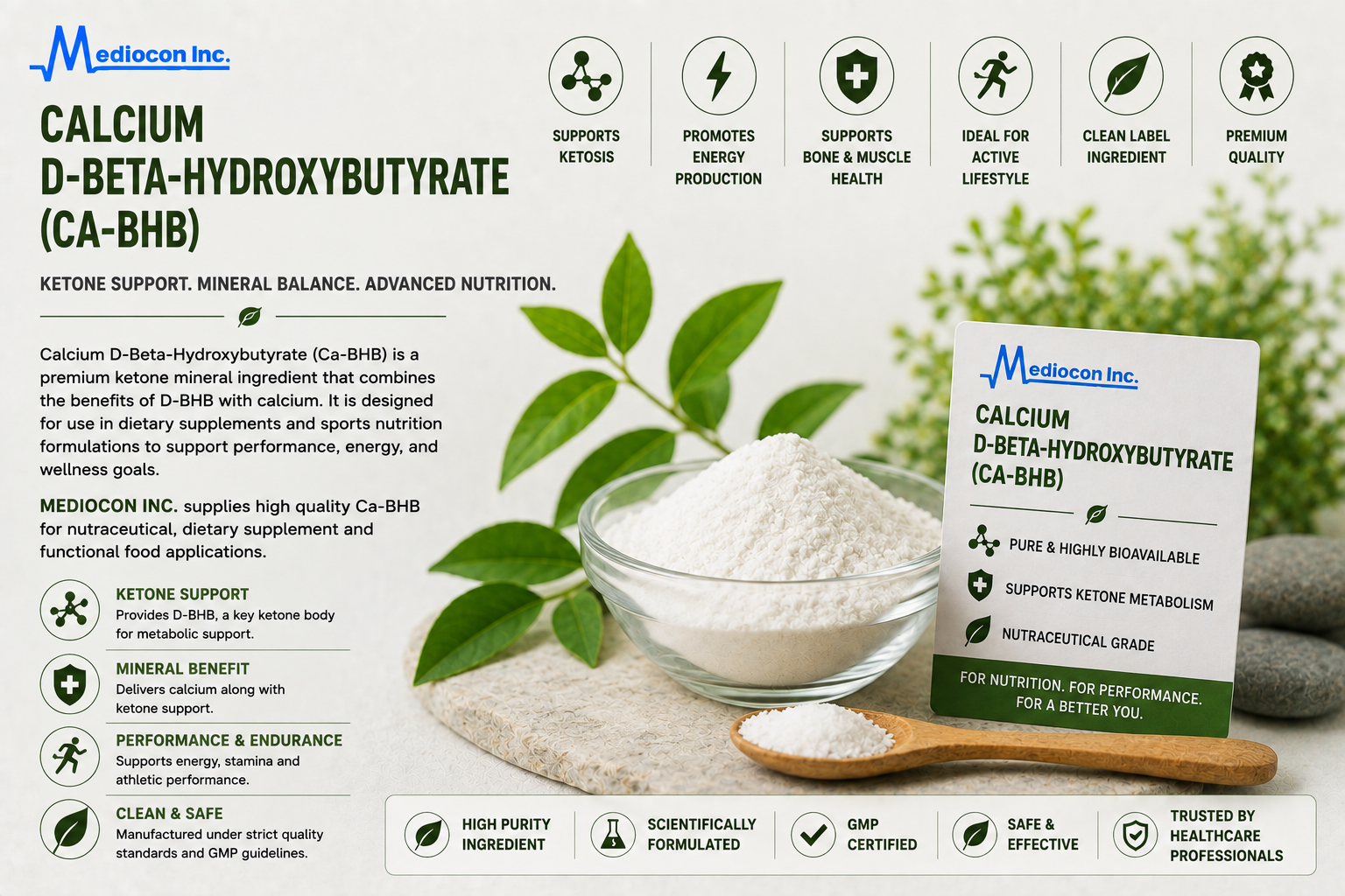 Calcium D-Beta-Hydroxybutyrate (Ca-BHB) Manufacturer and Supplier in India | MEDIOCON INC — Mediocon Inc
