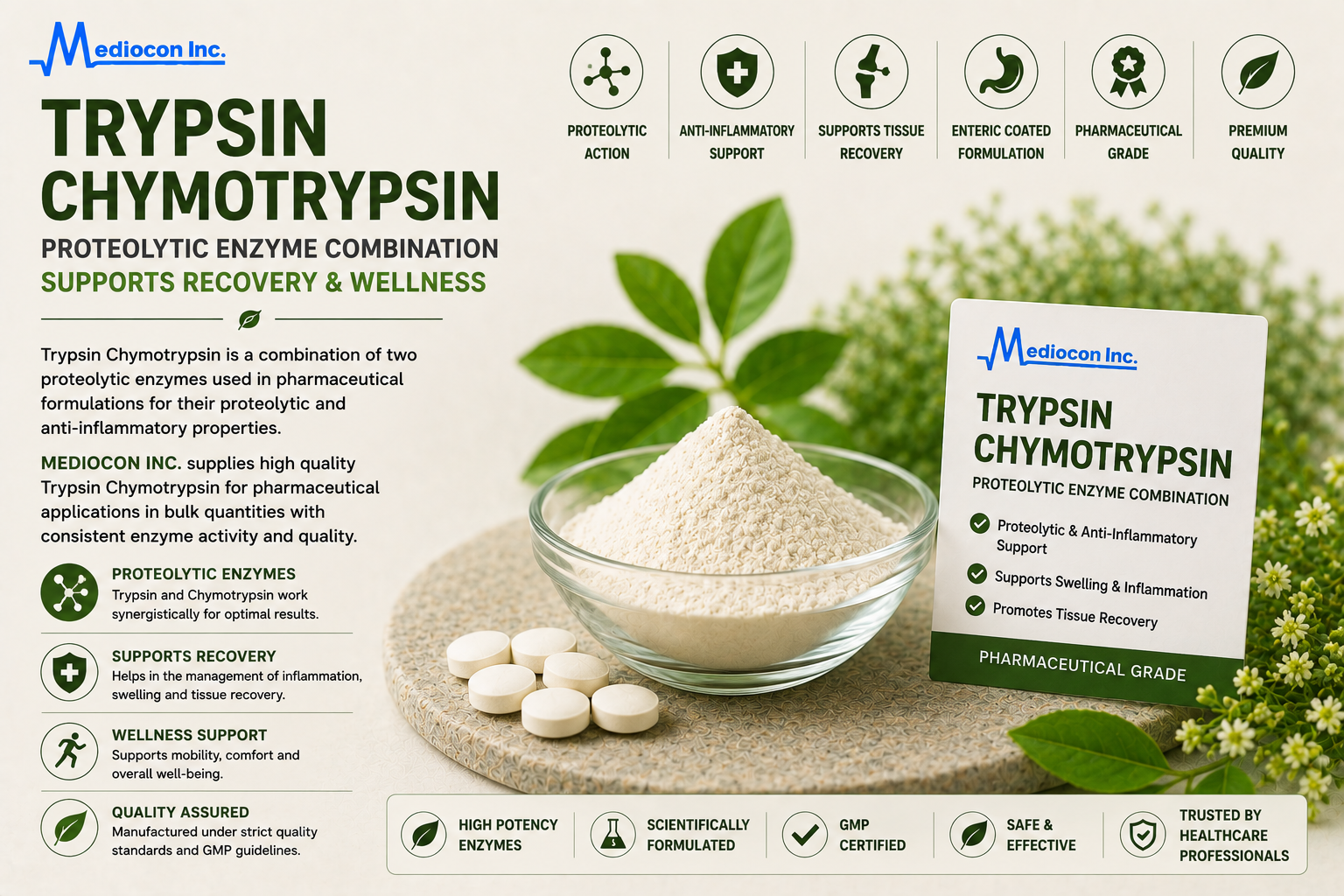 Trypsin Chymotrypsin Manufacturer and Supplier in India | MEDIOCON INC — Mediocon Inc