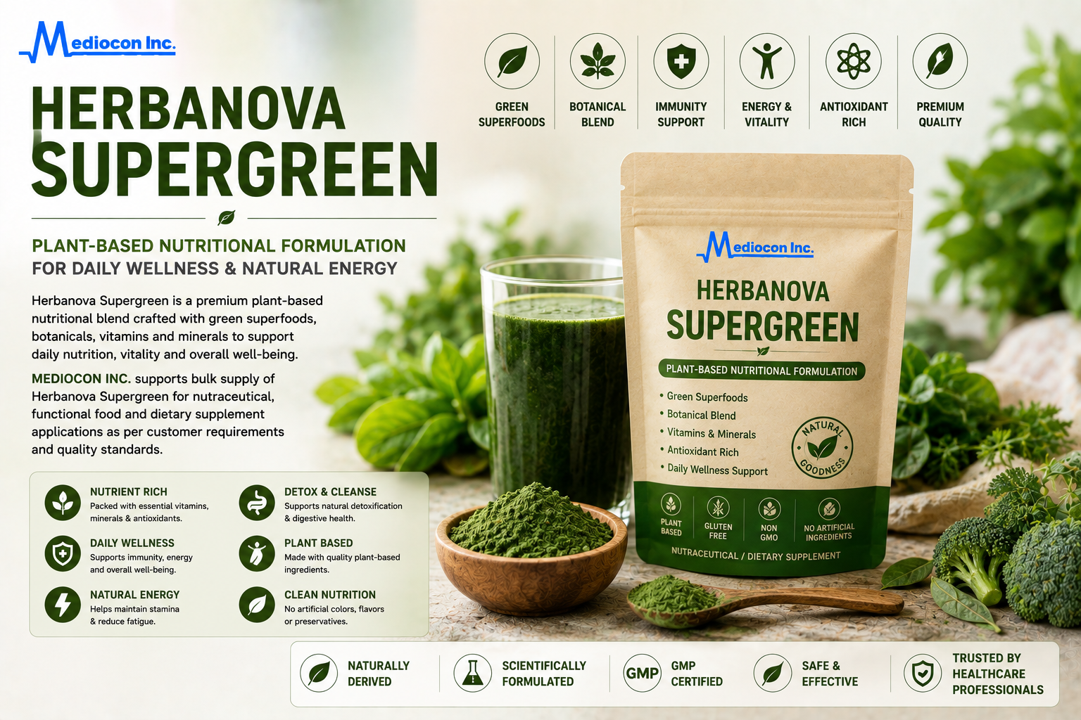 Herbanova Supergreen Manufacturer and Supplier in India | MEDIOCON INC — Mediocon Inc
