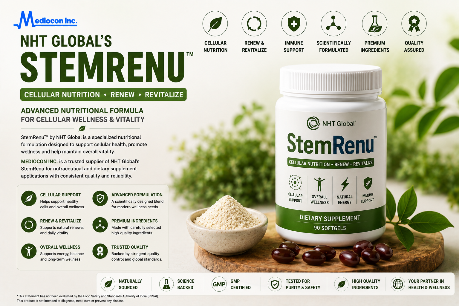 NHT Global's StemRenu Manufacturer and Supplier in India | MEDIOCON INC — Mediocon Inc