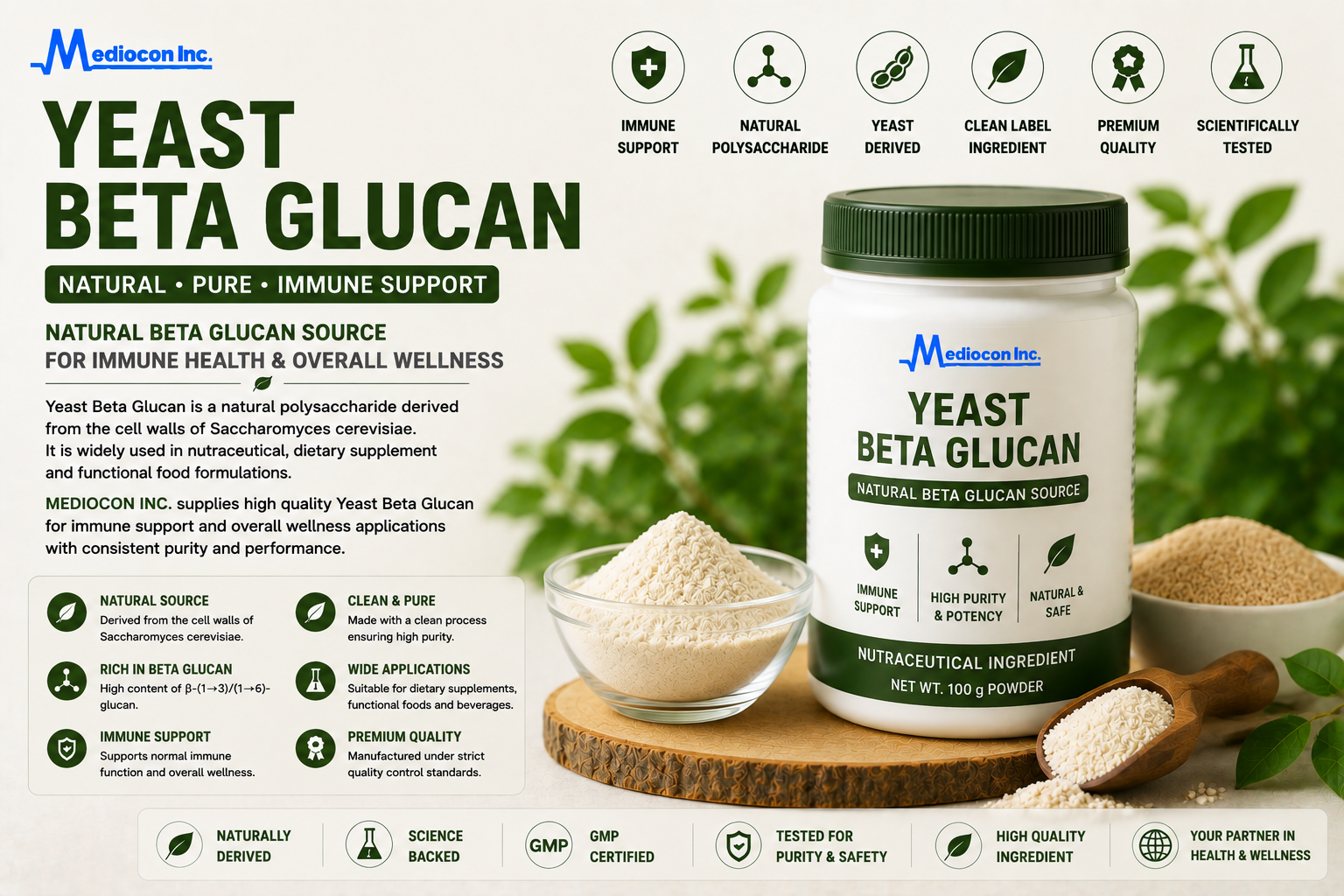 Yeast Beta Glucan Manufacturer and Supplier in India | MEDIOCON INC — Mediocon Inc