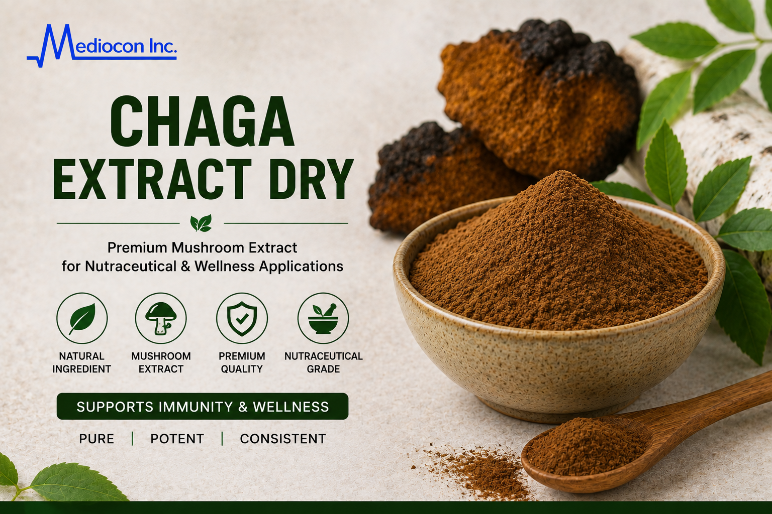 Chaga Extract Dry Manufacturer and Supplier in India | MEDIOCON INC — Mediocon Inc