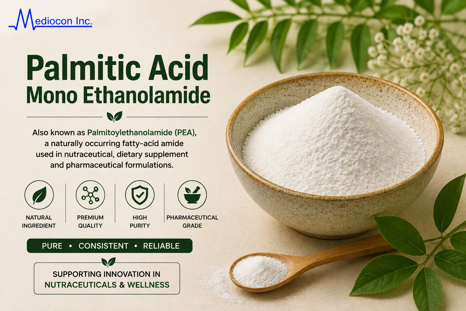 Palmitic Acid Mono Ethanolamide Manufacturer and Supplier in India | MEDIOCON INC — Mediocon Inc