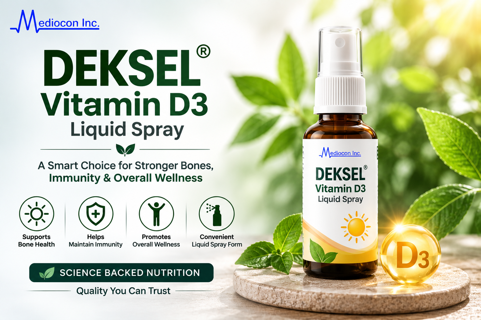 DEKSEL® Vitamin D3 Liquid Spray Manufacturer and Supplier in India | MEDIOCON INC — Mediocon Inc