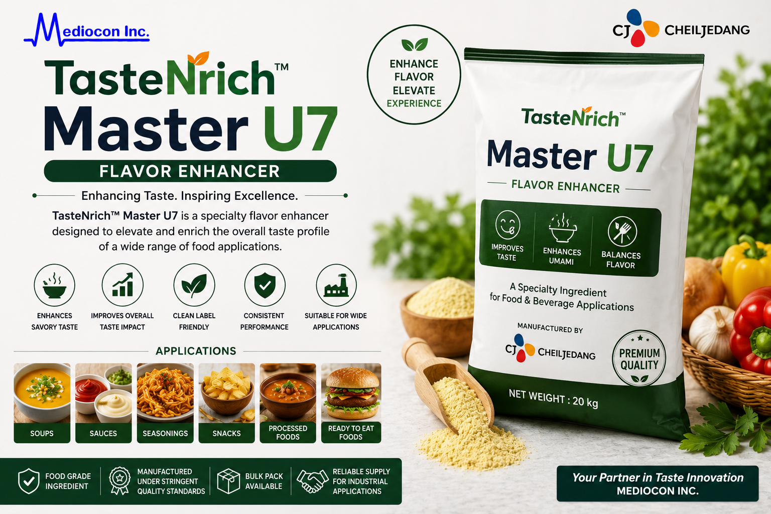 TasteNrich™ Master U7 Flavor Enhancer Manufacturer and Supplier in India | MEDIOCON INC — Mediocon Inc
