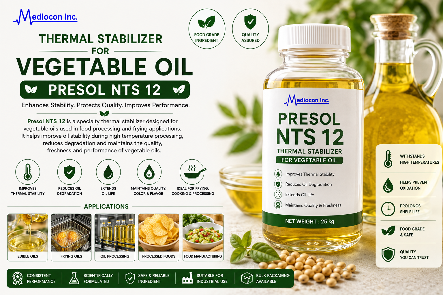 Thermal Stabilizer for Vegetable Oil Presol NTS 12 Manufacturer and Supplier in India | MEDIOCON INC — Mediocon Inc