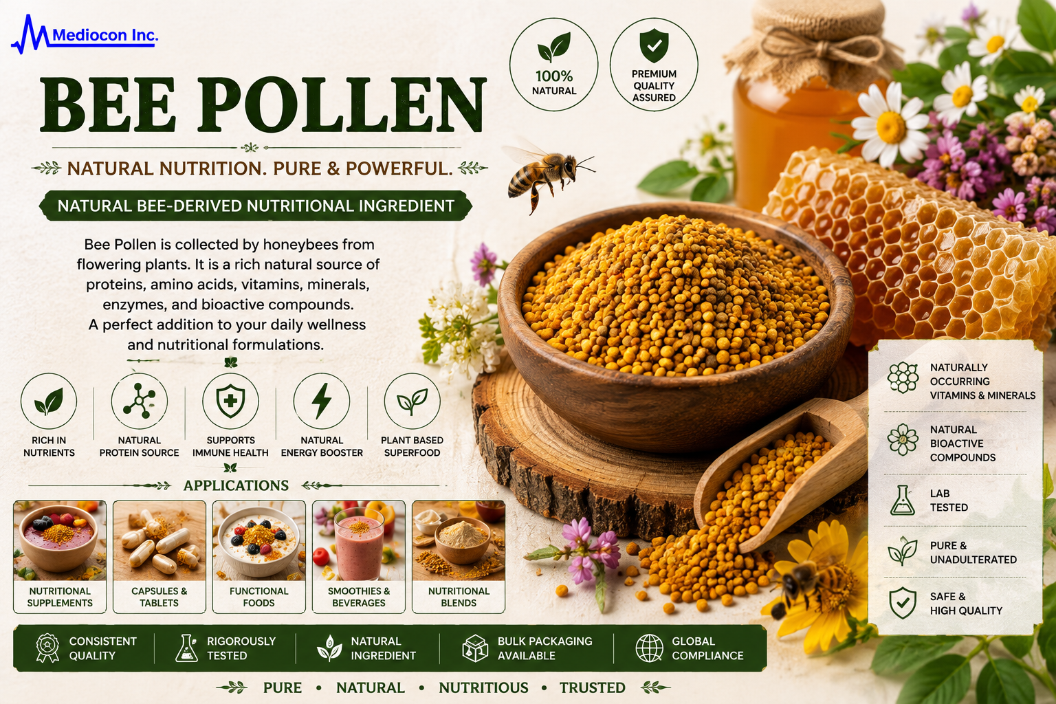 Bee Pollen Manufacturer and Supplier in India | MEDIOCON INC — Mediocon Inc