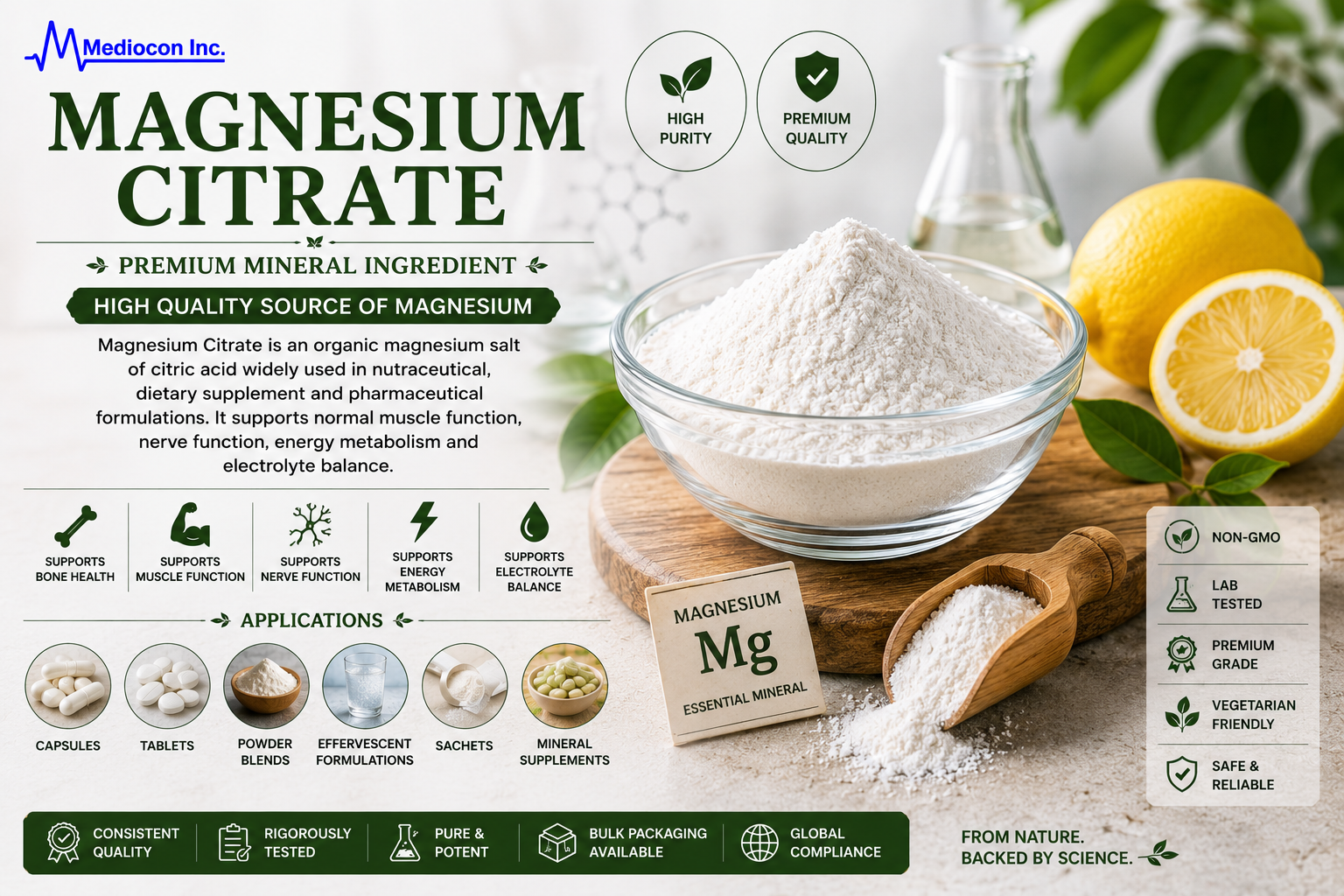 Magnesium Citrate Manufacturer and Supplier in India | MEDIOCON INC — Mediocon Inc