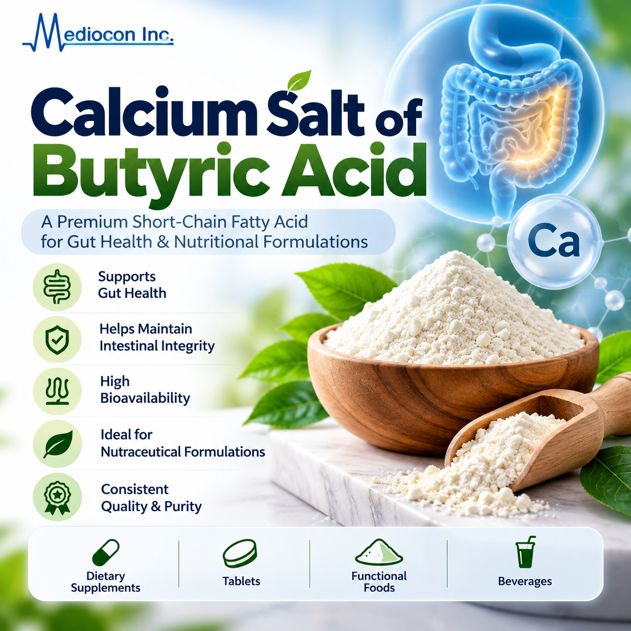 Calcium Salt of Butyric Acid Manufacturer in India | Mediocon Inc. — Mediocon Inc
