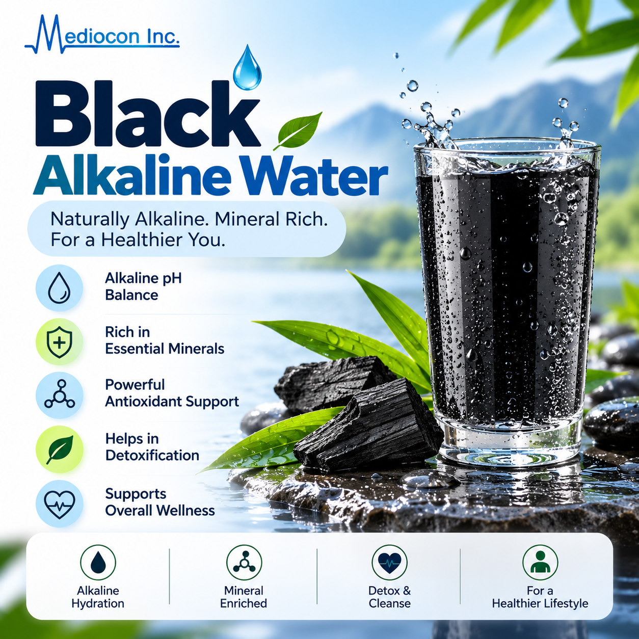 Black Alkaline Water Manufacturer in India | Mediocon Inc. — Mediocon Inc
