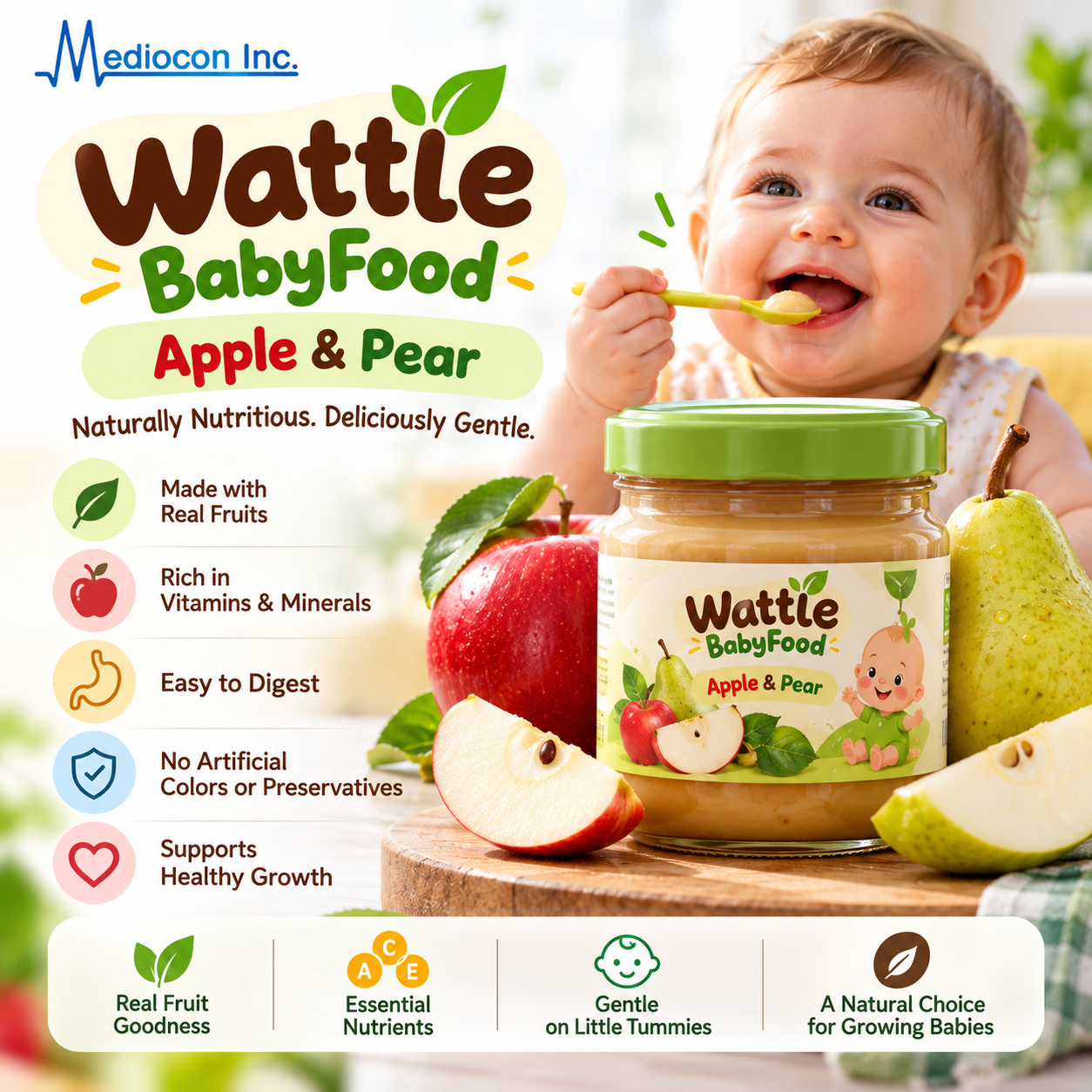 Wattle BabyFood – Apple & Pear Manufacturer in India | Mediocon Inc. — Mediocon Inc
