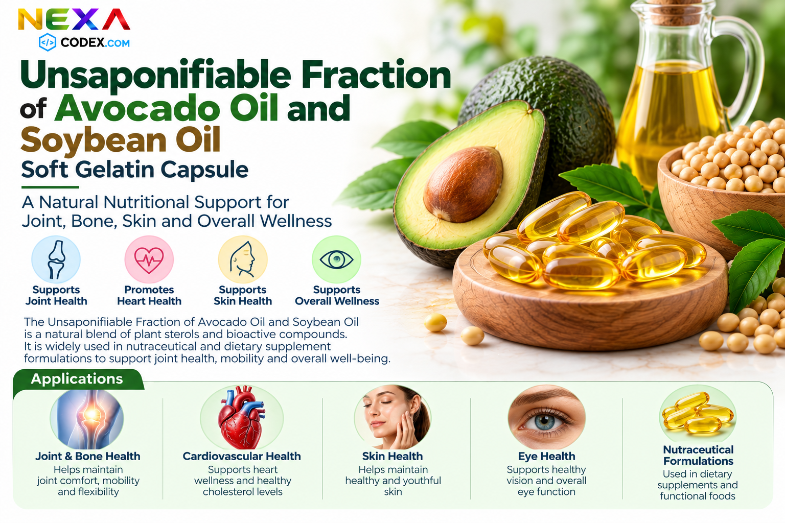 Unsaponifiable Fraction of Avocado Oil and Soybean Oil Soft Gelatin Capsule Manufacturer in India | Mediocon Inc. — Mediocon Inc