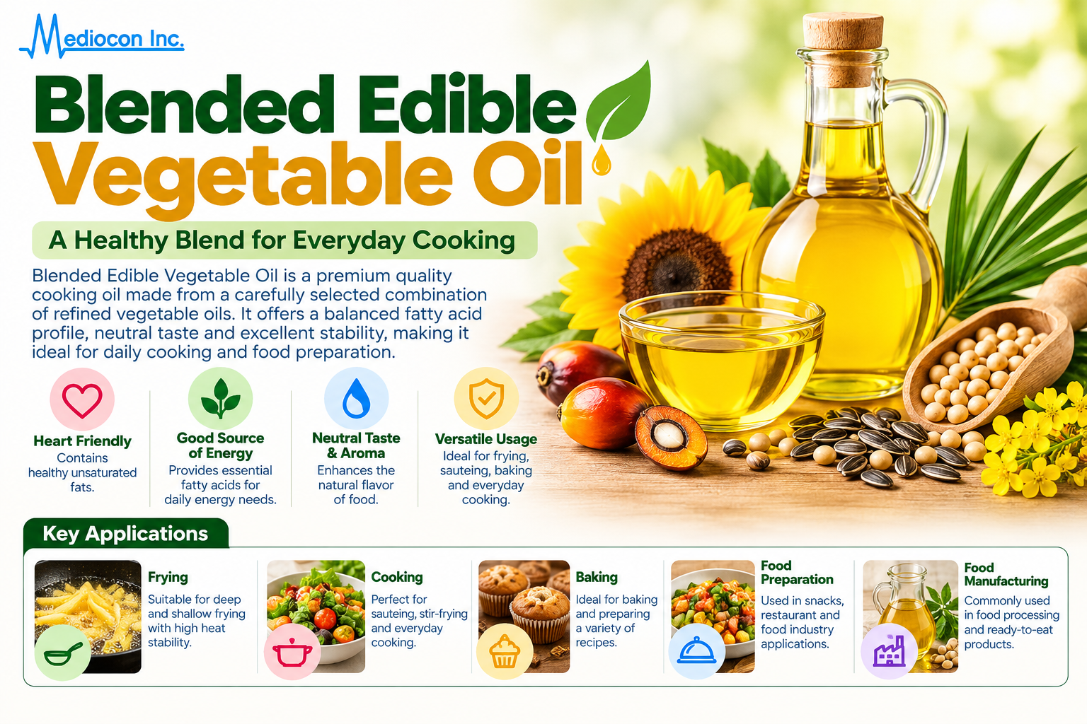 Blended Edible Vegetable Oil Manufacturer in India | Mediocon Inc. — Mediocon Inc