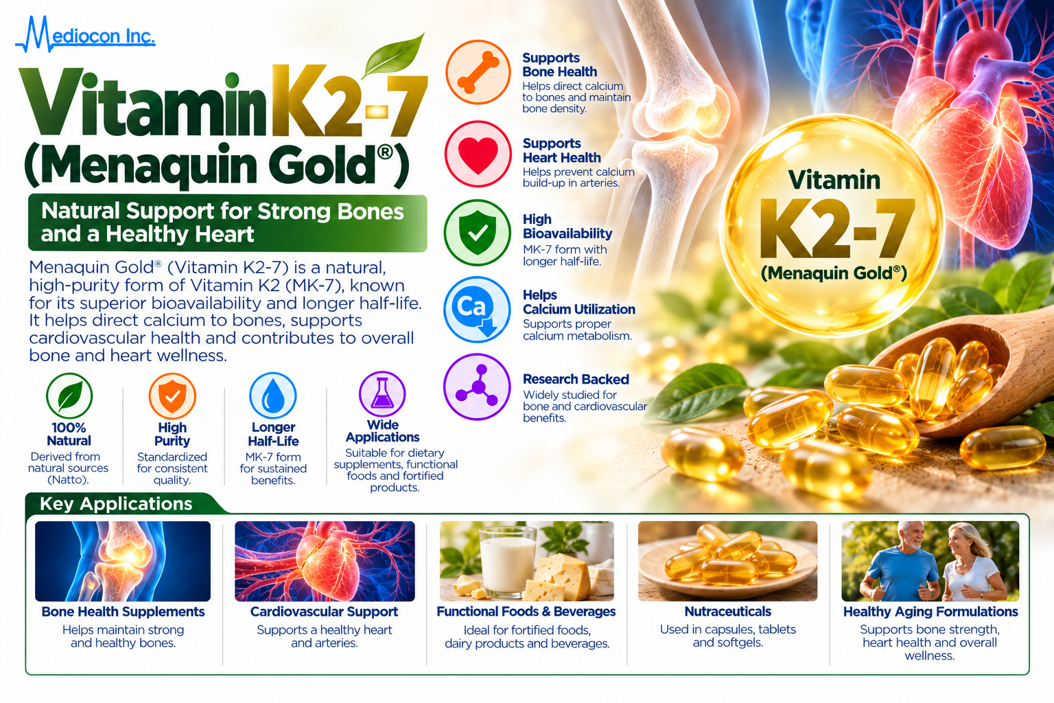 Vitamin K2-7 (Menaquin Gold®) Manufacturer in India | Mediocon Inc. — Mediocon Inc
