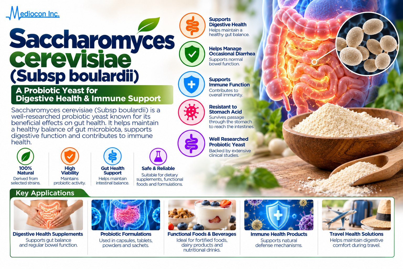 Saccharomyces cerevisiae (Subsp. boulardii) Manufacturer in India | Mediocon Inc. — Mediocon Inc
