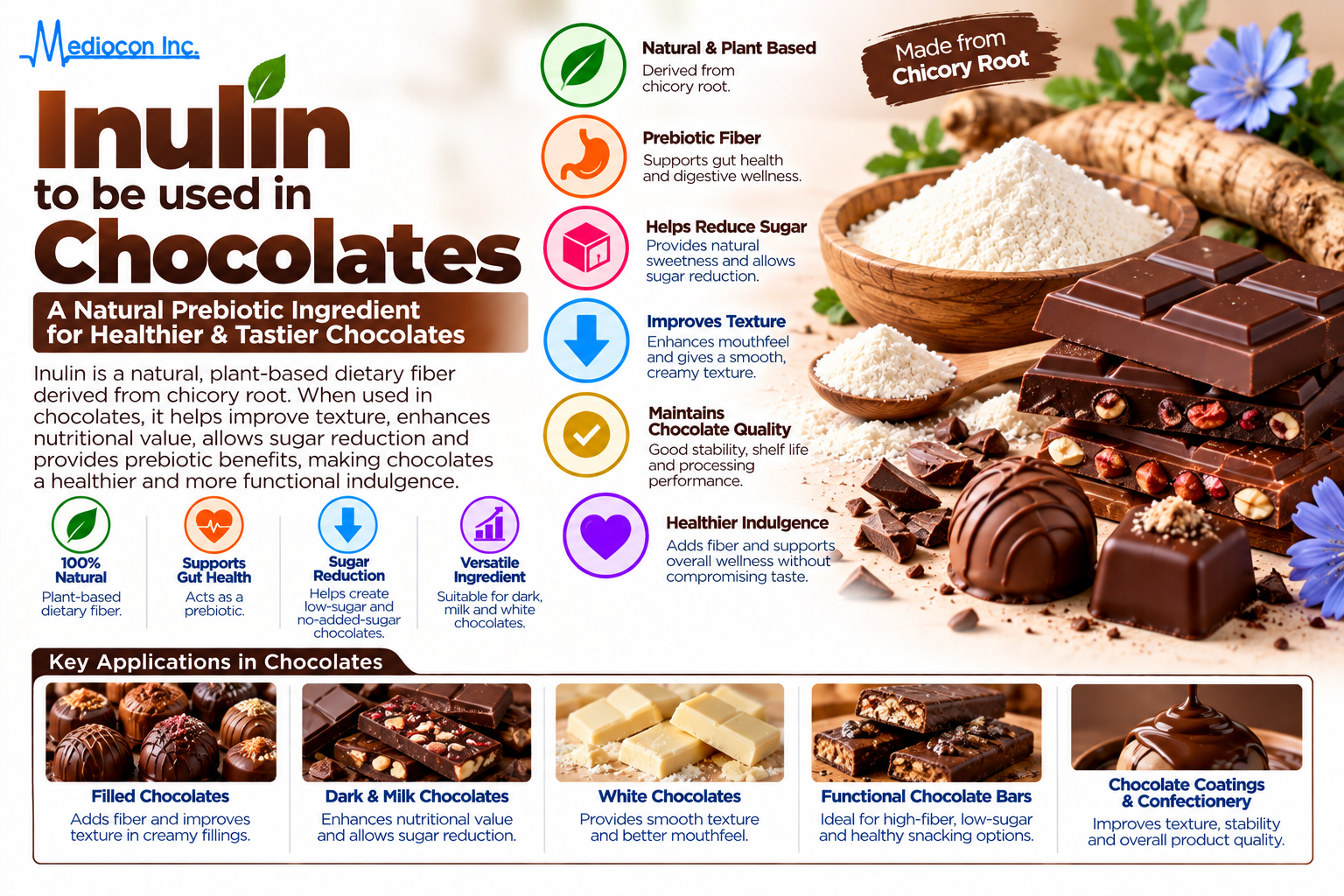 Inulin for Chocolate Applications Manufacturer in India | Mediocon Inc. — Mediocon Inc