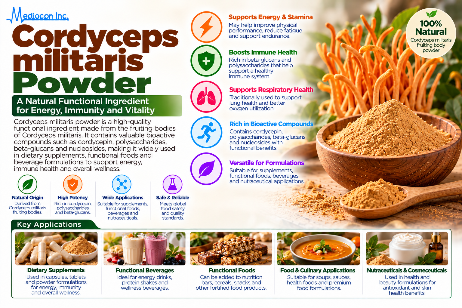 Cordyceps militaris Powder Manufacturer in India | Mediocon Inc. — Mediocon Inc