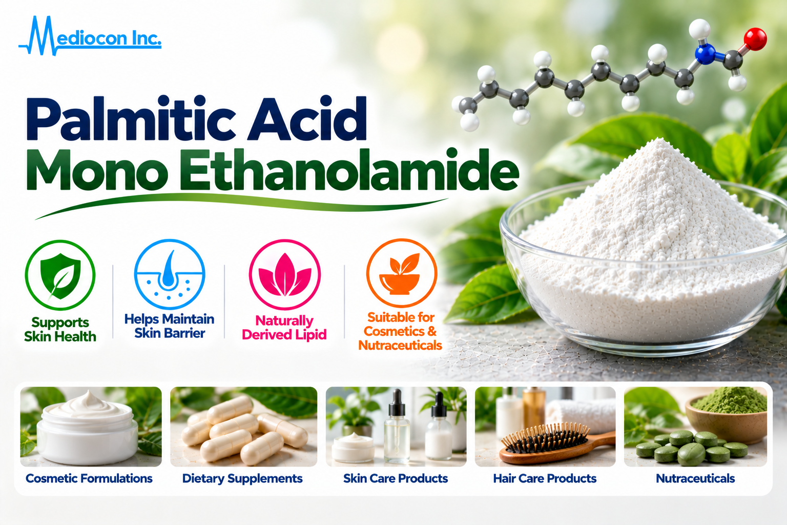 Palmitic Acid Mono Ethanolamide | Manufacturer | Mediocon Inc. — Mediocon Inc