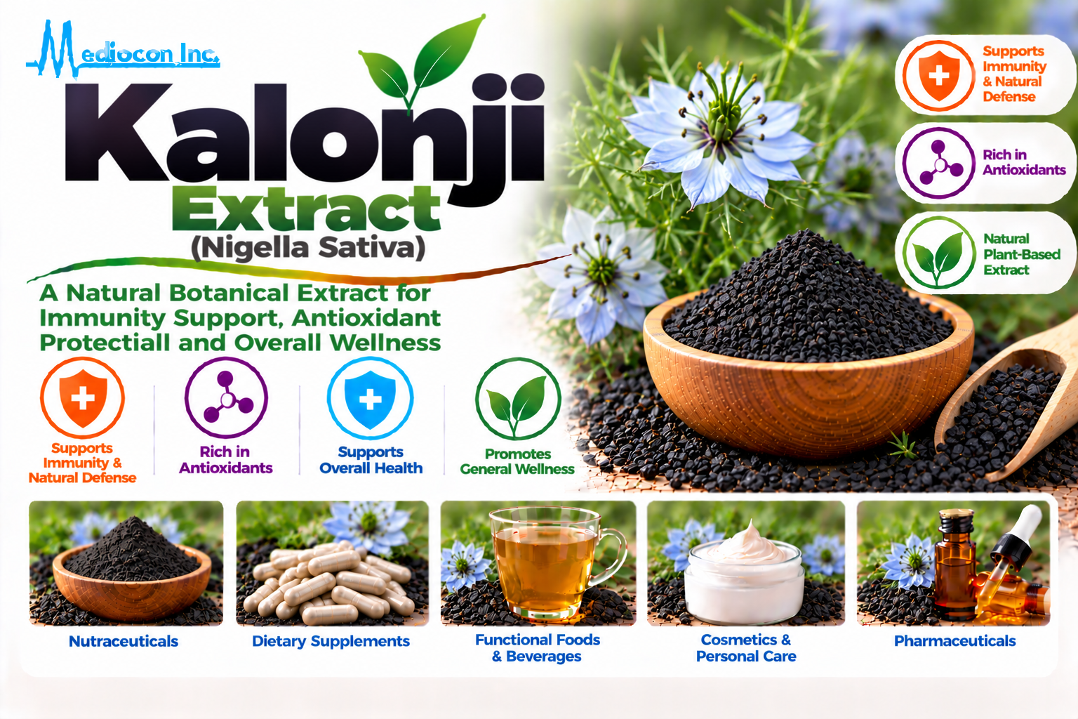 Kalonji Extract (Nigella sativa) Manufacturer in India | Mediocon Inc. — Mediocon Inc