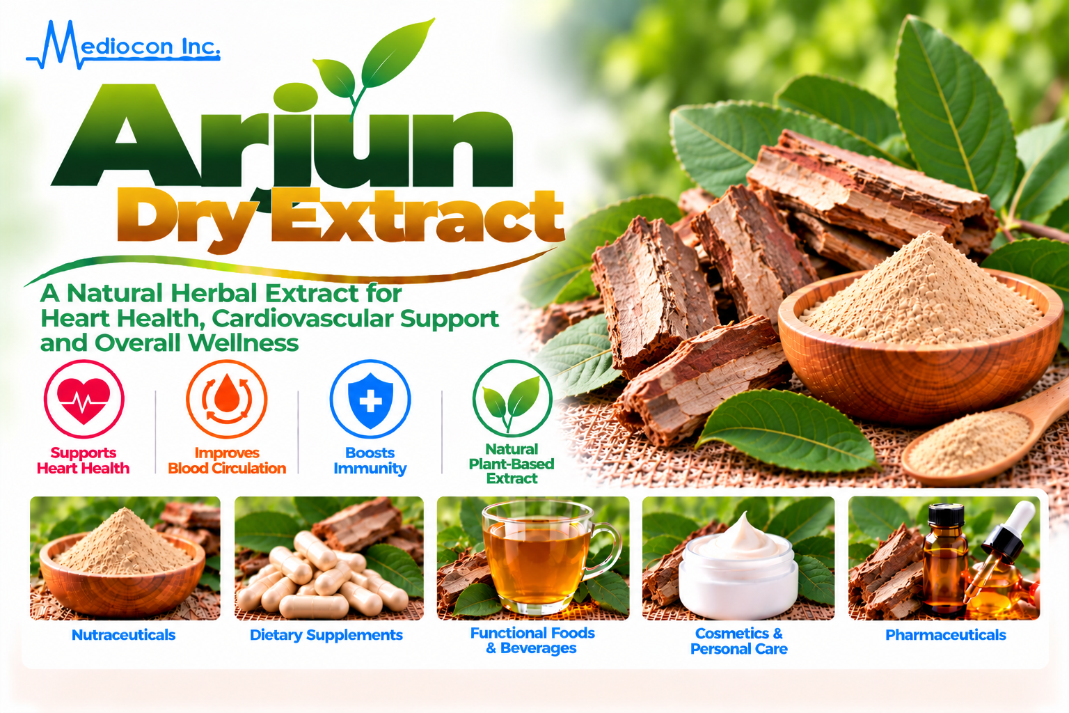 Arjun Dry Extract (Terminalia arjuna) Manufacturer in India — Mediocon Inc
