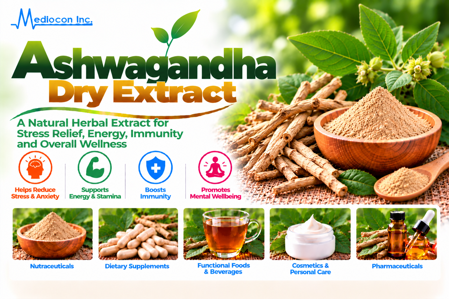 Ashwagandha Dry Extract (Withania somnifera) Manufacturer in India — Mediocon Inc