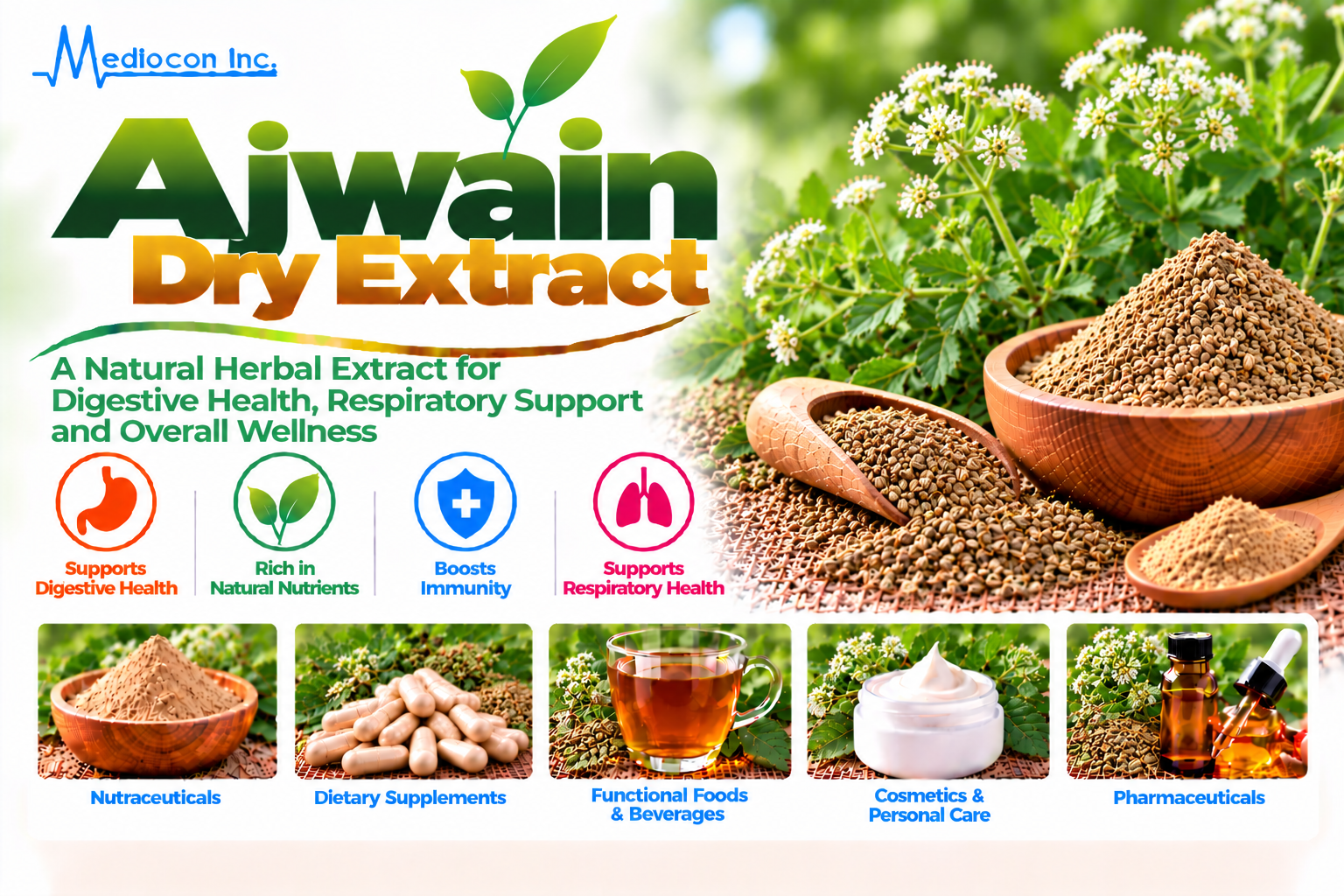 Ajwain Dry Extract (Trachyspermum ammi) Manufacturer in India — Mediocon Inc