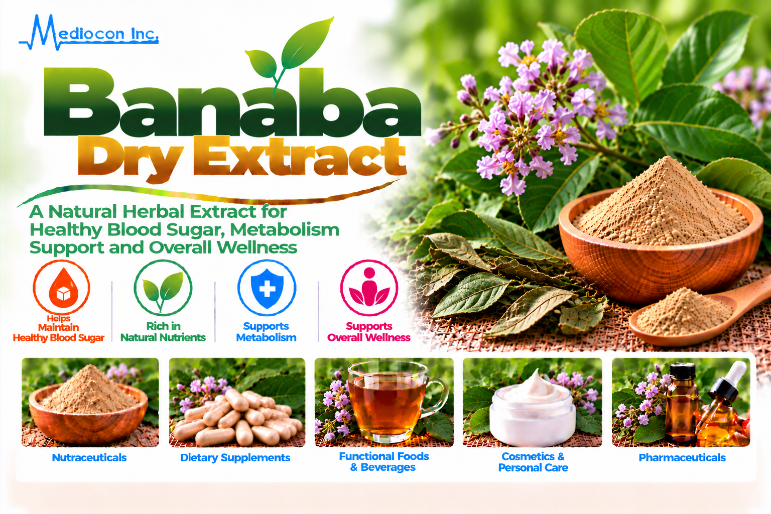 Banaba Dry Extract (Lagerstroemia speciosa) | Mediocon Inc. — Mediocon Inc
