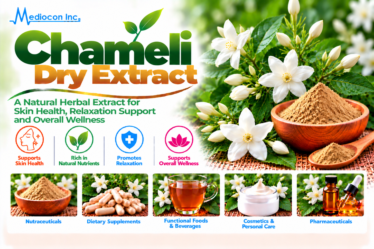 Chameli Dry Extract Manufacturer in India | Mediocon Inc. — Mediocon Inc